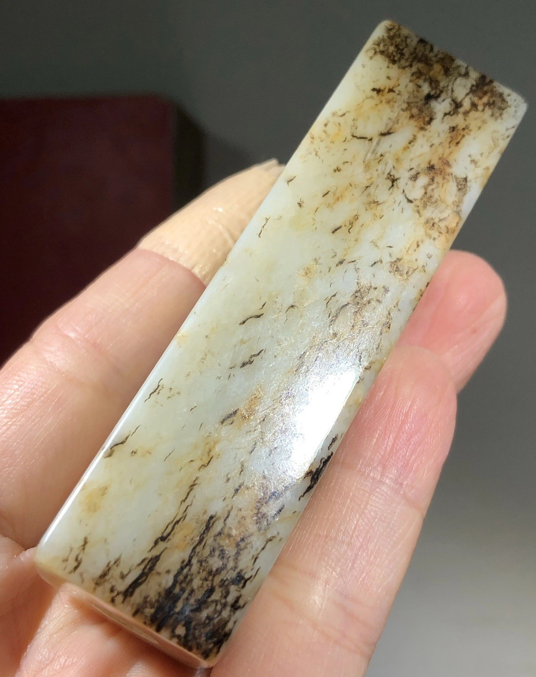 Large Chinese Hetian Jade Tube Pendant