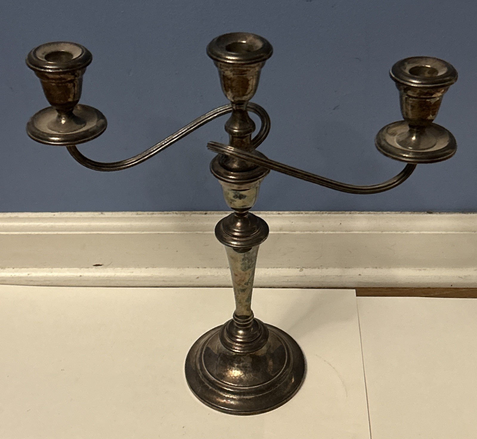 Gorham EP Silver Plated Convertible 14″ Tall to 7″ Low Candle Candelabra YC3030