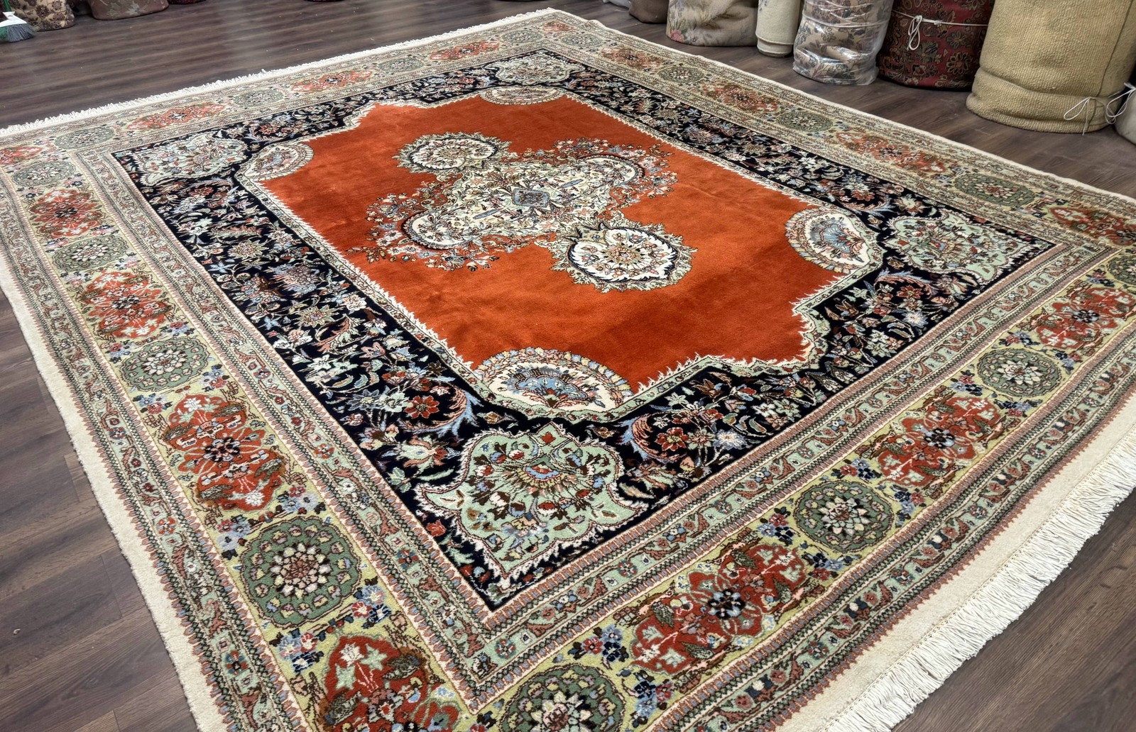 Per’sian Rug 11×13, Semi Open Field, Soft Wool Pile, Vintage Carpet