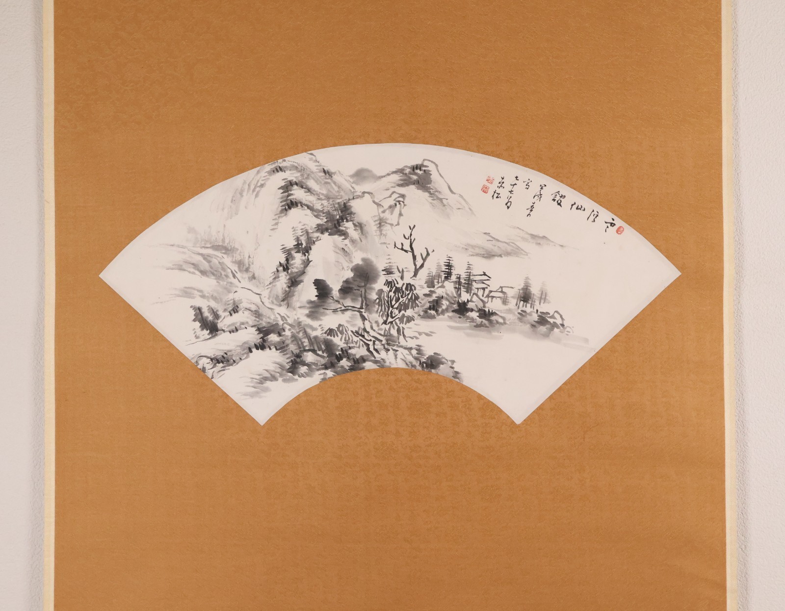 Japanese Hanging Scroll Hand Painted ‘Fan-Shaped Ink Landscape’ KAKEJIKU Sekisho
