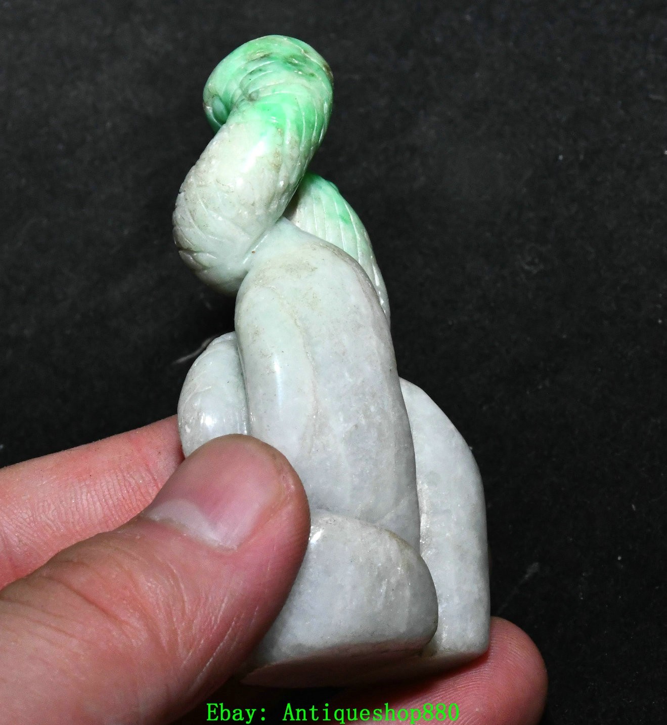 2.7”Old Chinese Emerald Jadeite 12 Zodiac Year Animal Snake Amulet Pendant