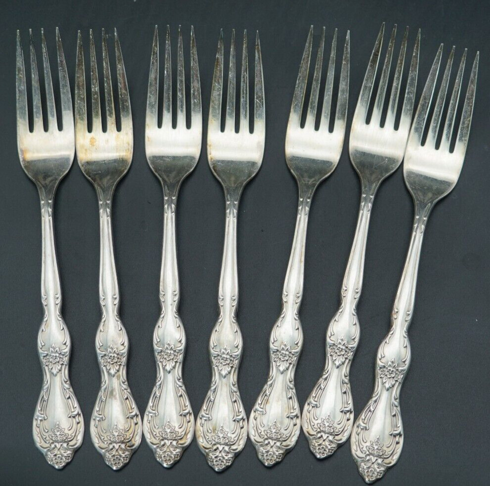 (7) WM Rogers Beverly Manor Luncheon Fork 7-1/4″ Inch IS Silverplate 1964