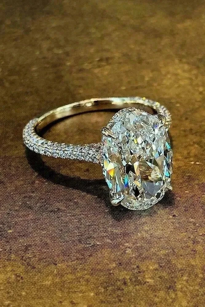 3Ct Oval-Cut Lab Created Solitaire Engagement Ring 14K White Gold Plated