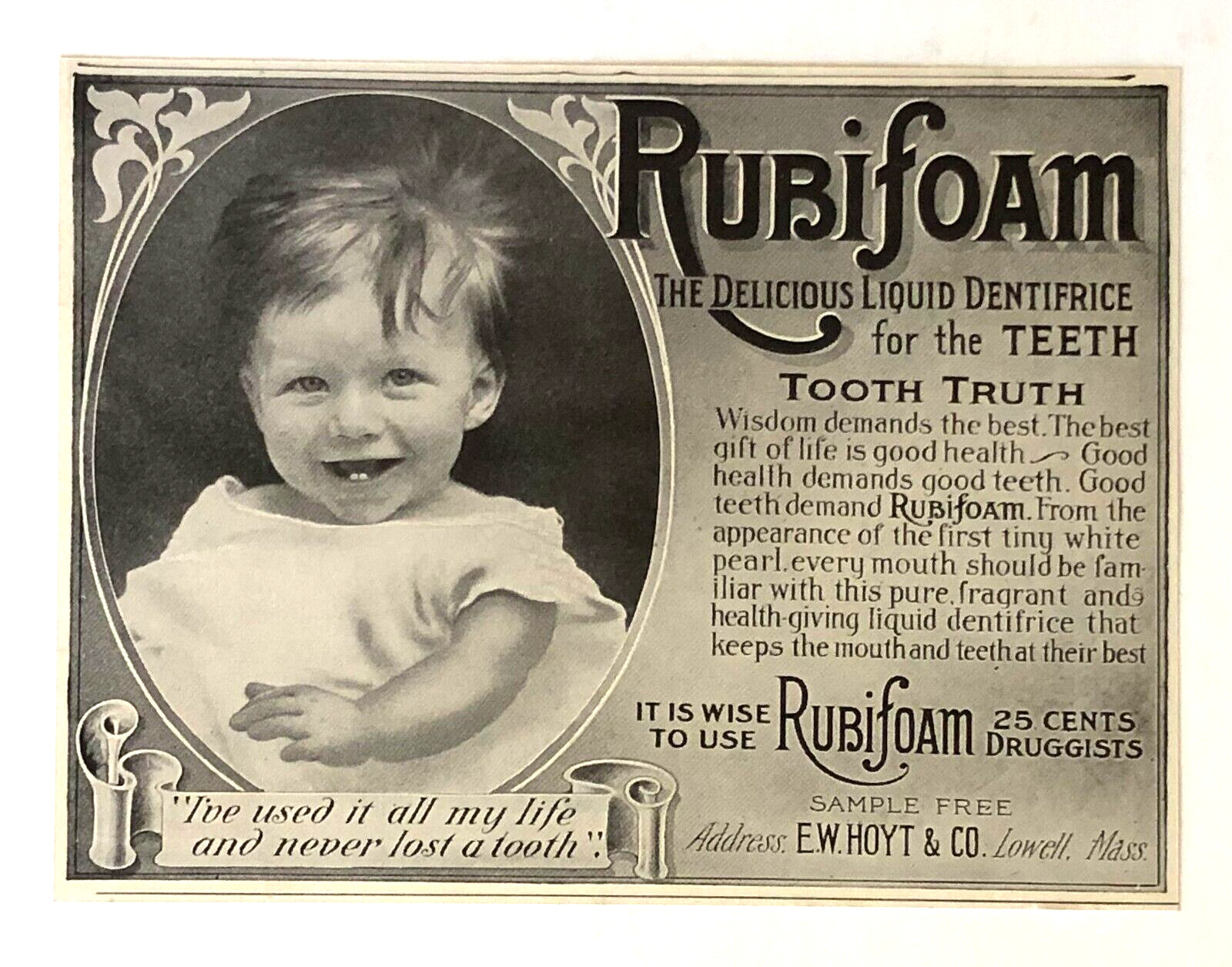 1907 Rubifoam Advertisement Dentifrice Teeth Quack Medicine Antique Print AD