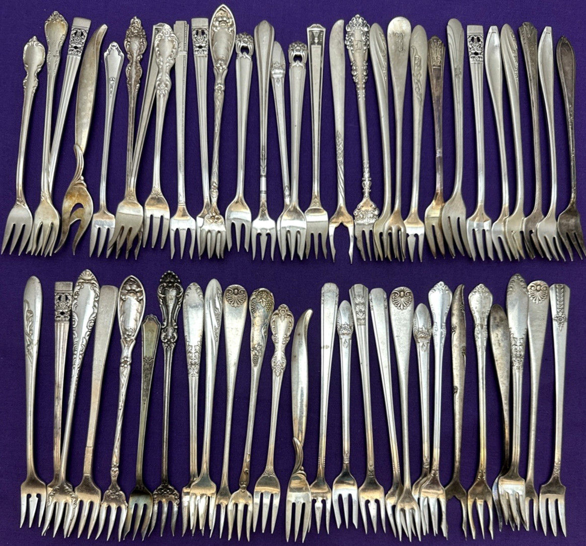 50 Pc Antique to Vintage Silverplated COCKTAIL / SEAFOOD FORKS Nice Pattern Mix!