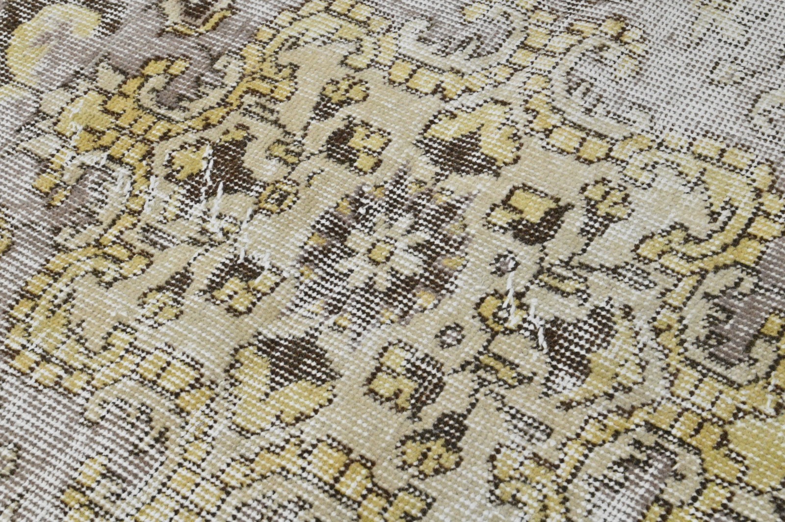 Vintage Turkish Runner Rug 2x7ft Wool Anatolian Handmade Hallway Oushak BEIGE