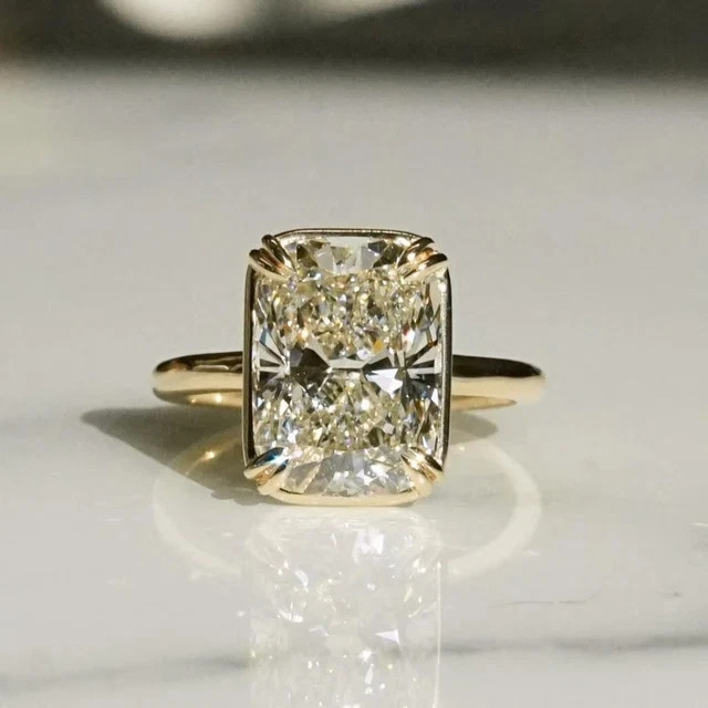 5.00 Ct Radiant-Cut Diamond Solitaire Engagement Ring 14K Yellow Gold Plated