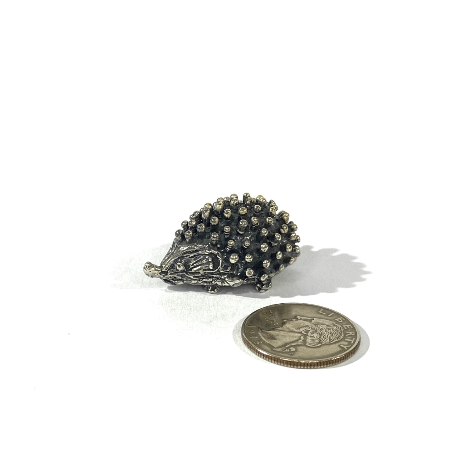 vintage heavy solid silver hedgehog miniature , hallmarked italian figurine