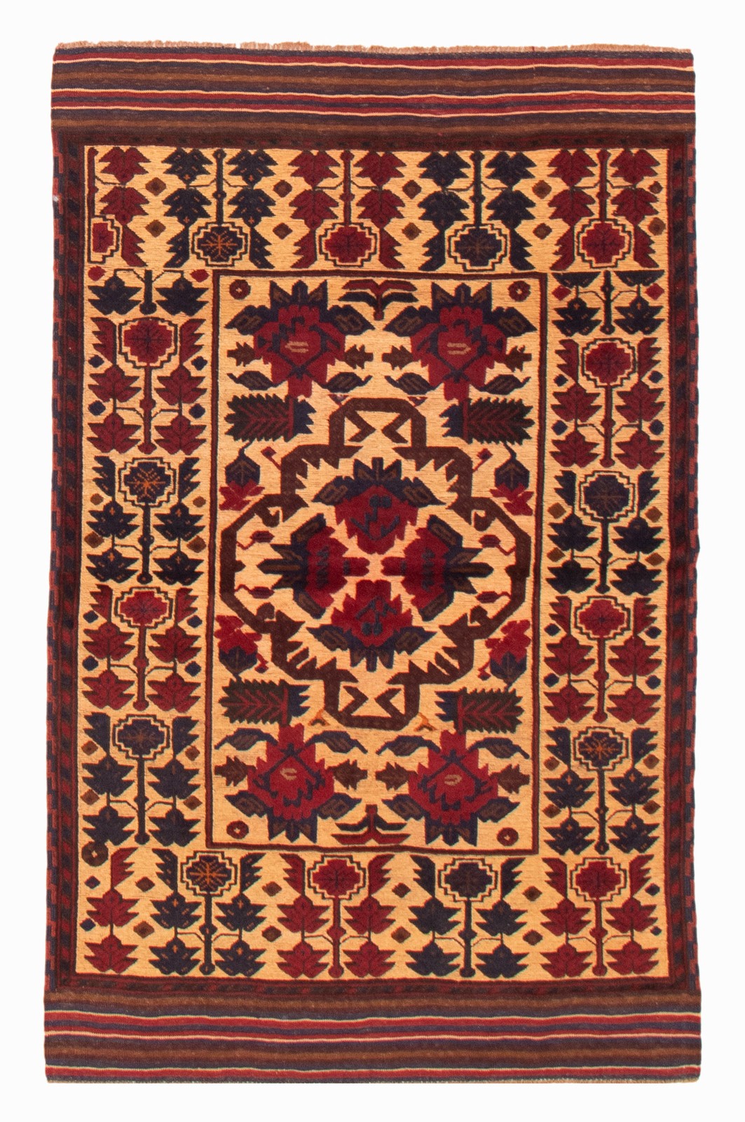 Vintage Traditional Hand-Knotted Area Rug 3’10” x 6’3″ Oriental Wool Carpet