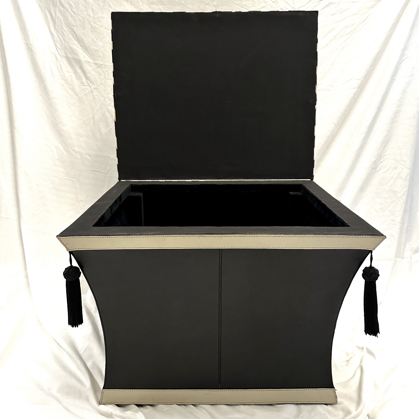 Zebra Hide Bench Stool with Storage Trunk and Tassels, circa 1980s 1990s