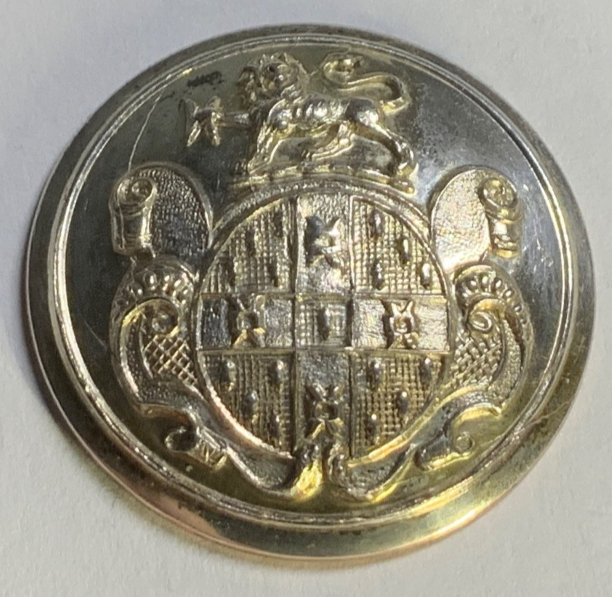 RARE JOHN TURNER of HATHERLEY MANOR COAT OF ARMS 27mm SP LIVERY BUTTON 1850 NOS