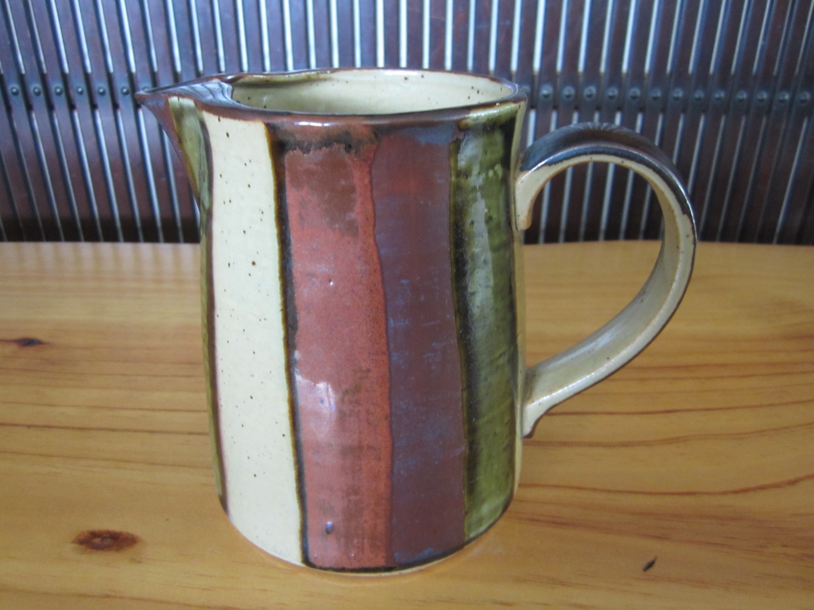 VTG Japanese Mashiko Ware Studio Pottery Pitcher Creamer Kaki Glaze Hamada Style
