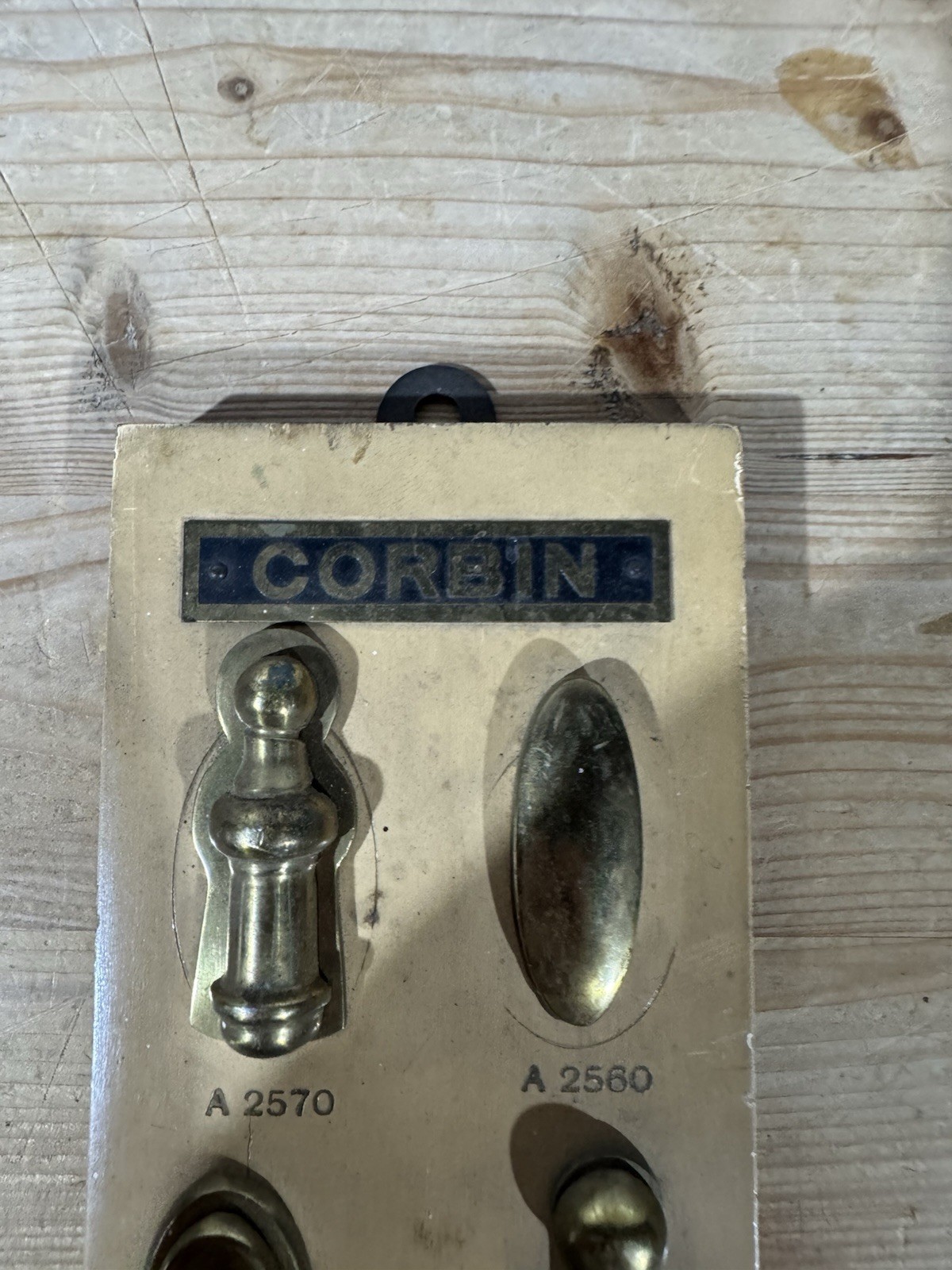Vintage Corbin Brass Hardware Salesman Sample Display Board 8 A-Series Pieces