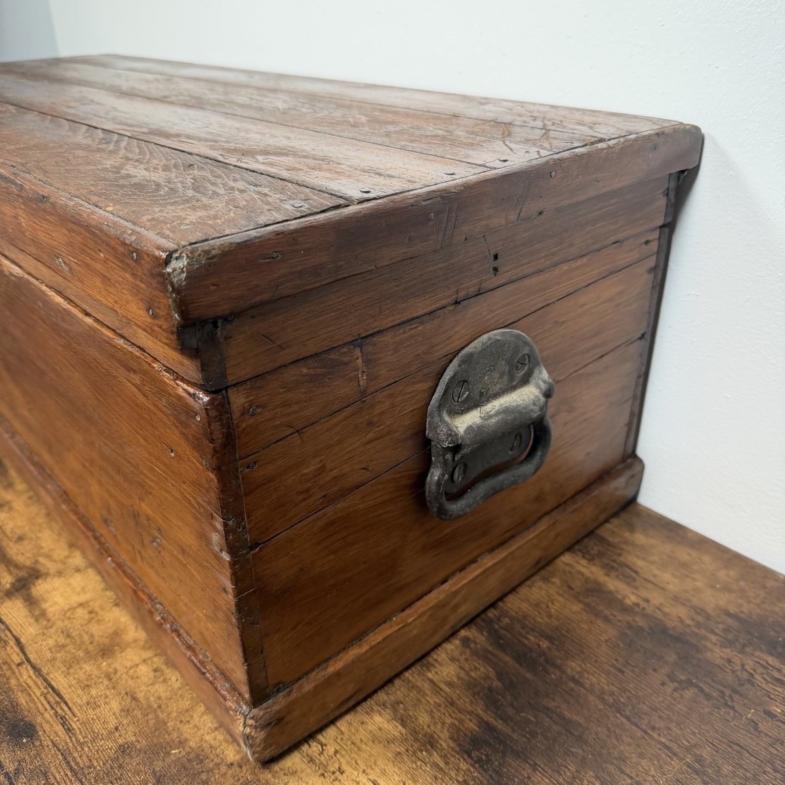 Antique Primitive Wood Carpenters Trunk Chest Tool Box Seaman 32”x13”x11” VTG