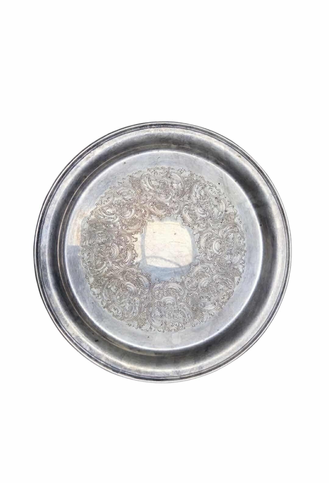 Gorham Silverplate Serving Tray 12.5” Engraved Floral Pattern Vintage Antique