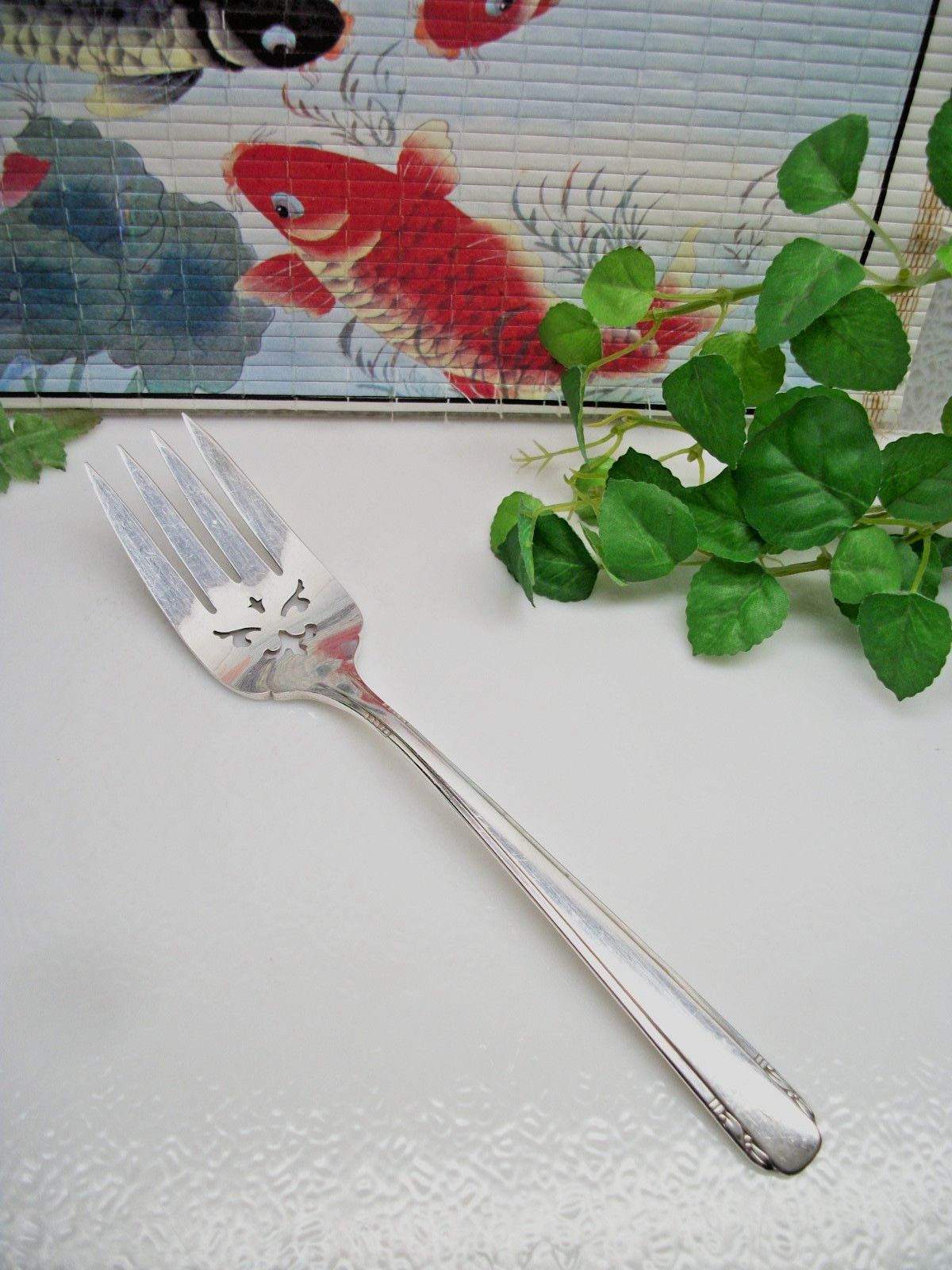 Oneida Community Tudor Plate ELAINE Silverplate Cold Meat Serving Fork 1926