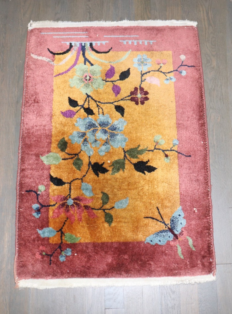 Antique Chinese Art Deco Rug Size 2’x3′