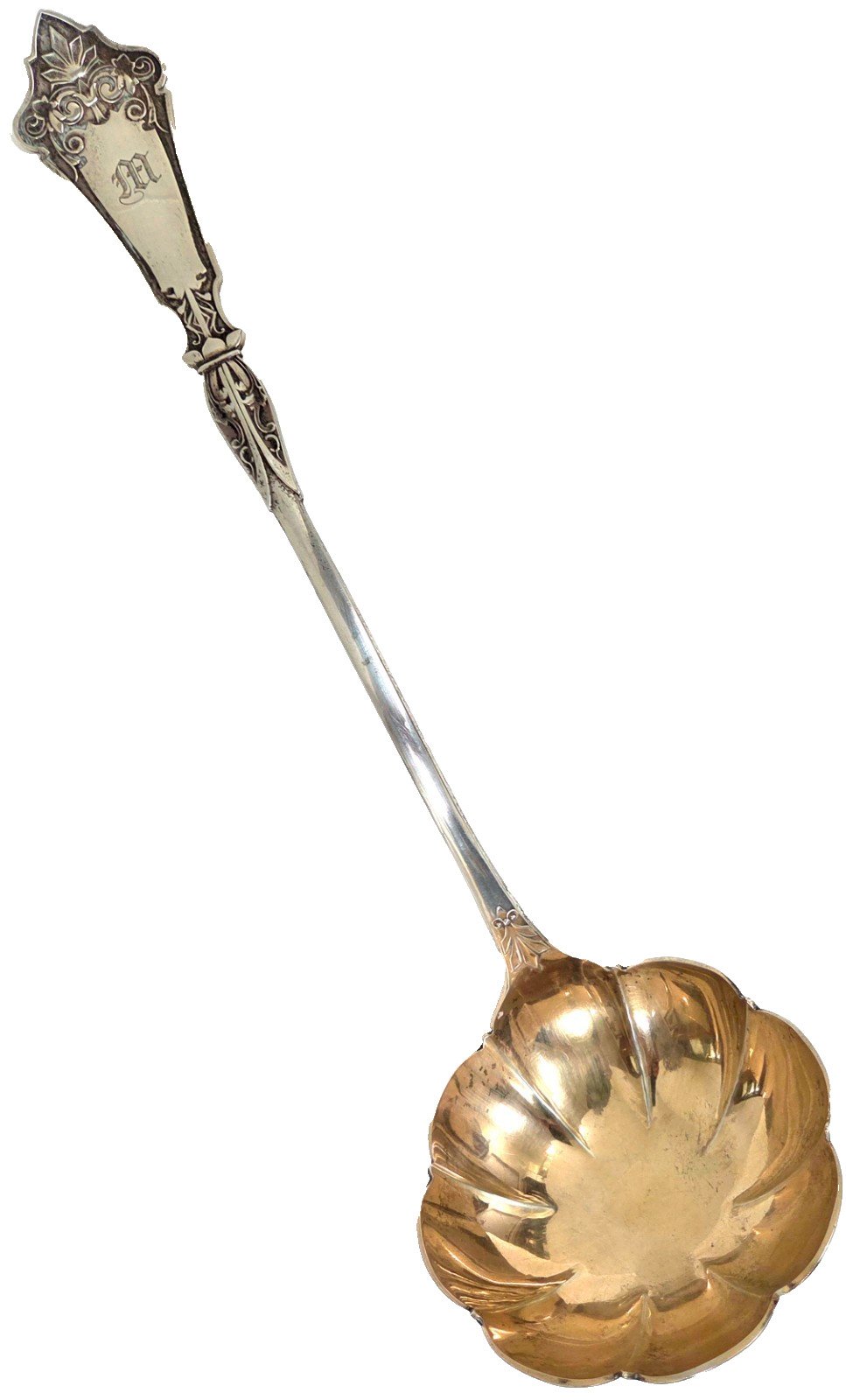 Antique Hotchkiss & Schreuder Sterling Silver Large Soup Ladle Gilt Bowl MONO