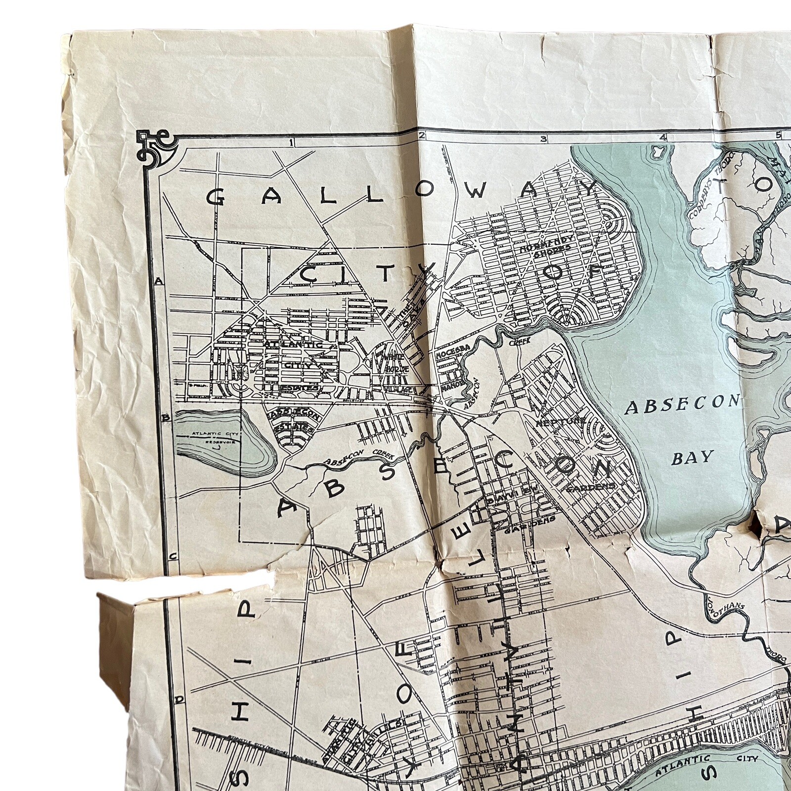 Antique 1927 MAP OF ATLANTIC CITY NJ Seeler Co. 34×22 DOLPH & STEWART