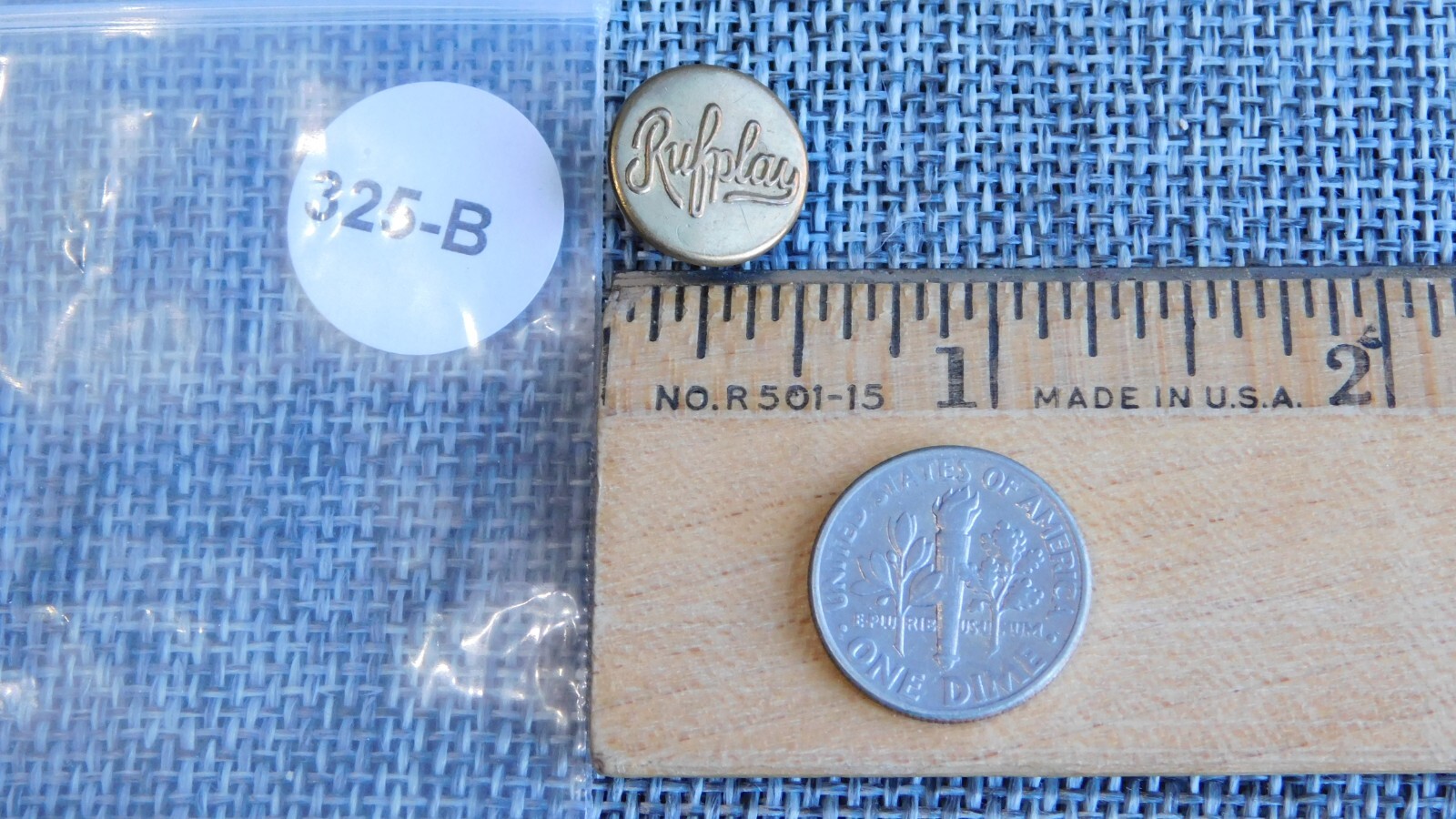Antique Vtg Uniform Work Stud Button Rufplay Aprx: 9/16″ #325-B