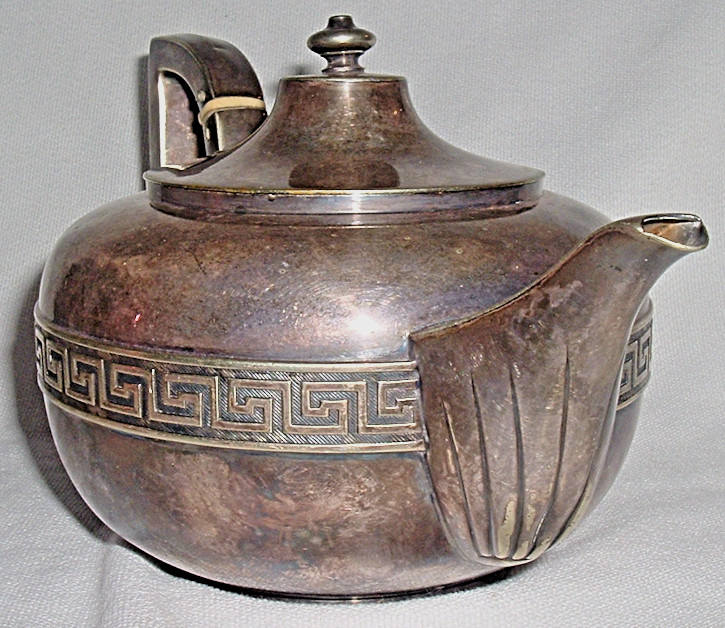 1910 GORHAM MFG. SILVER SOLDERED *LOW Tea/Coffee POT *Neo-Classical GREEK KEY #3