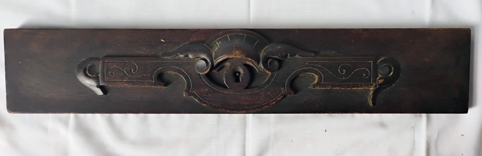 Antique Victorian Walnut Panel Pediment Drawer Front 20 1/2″