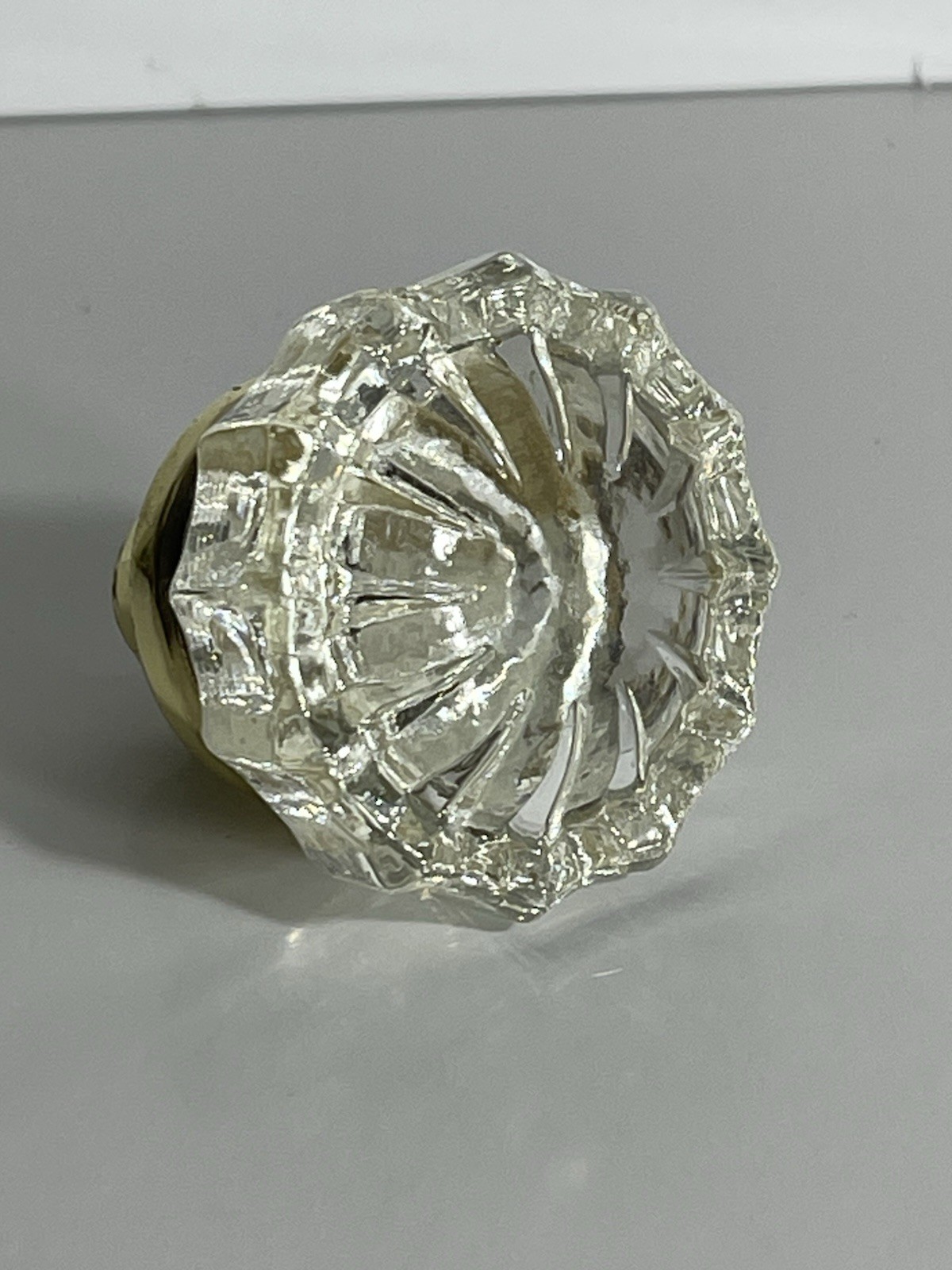 Single 12 Sided Decorative Clear Glass Door Knob Antique Vintage