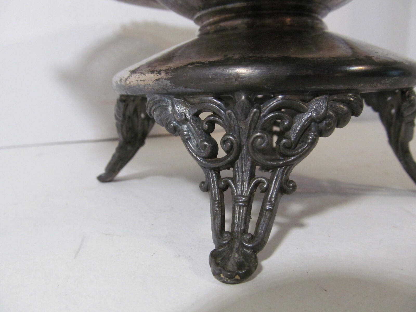 Victorian E.G. Webster Bro Quadruple Plate Etched Sheep & Flowers Bridal Basket