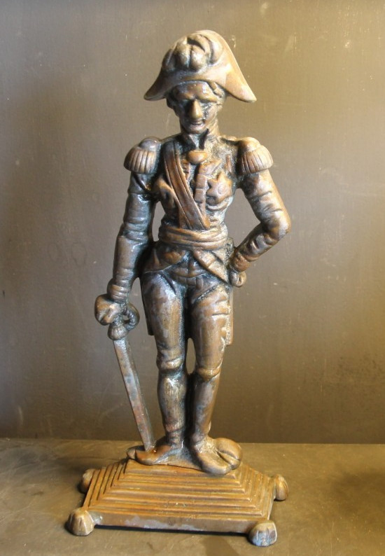 ANTIQUE VICTORIAN BRASS DOOR STOP LORD NELSON
