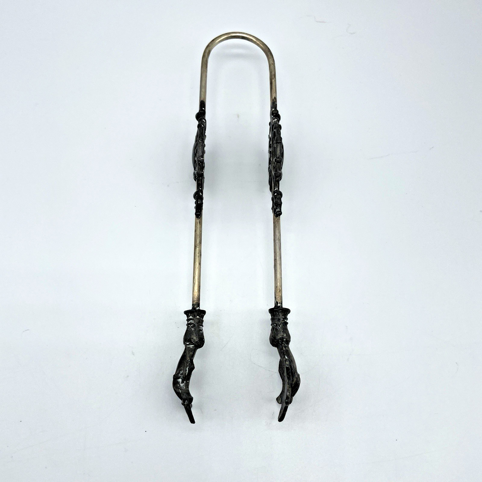 Victorian Pickle Caster Tongs Silver Plate Ornate Antique Figural 19th Century