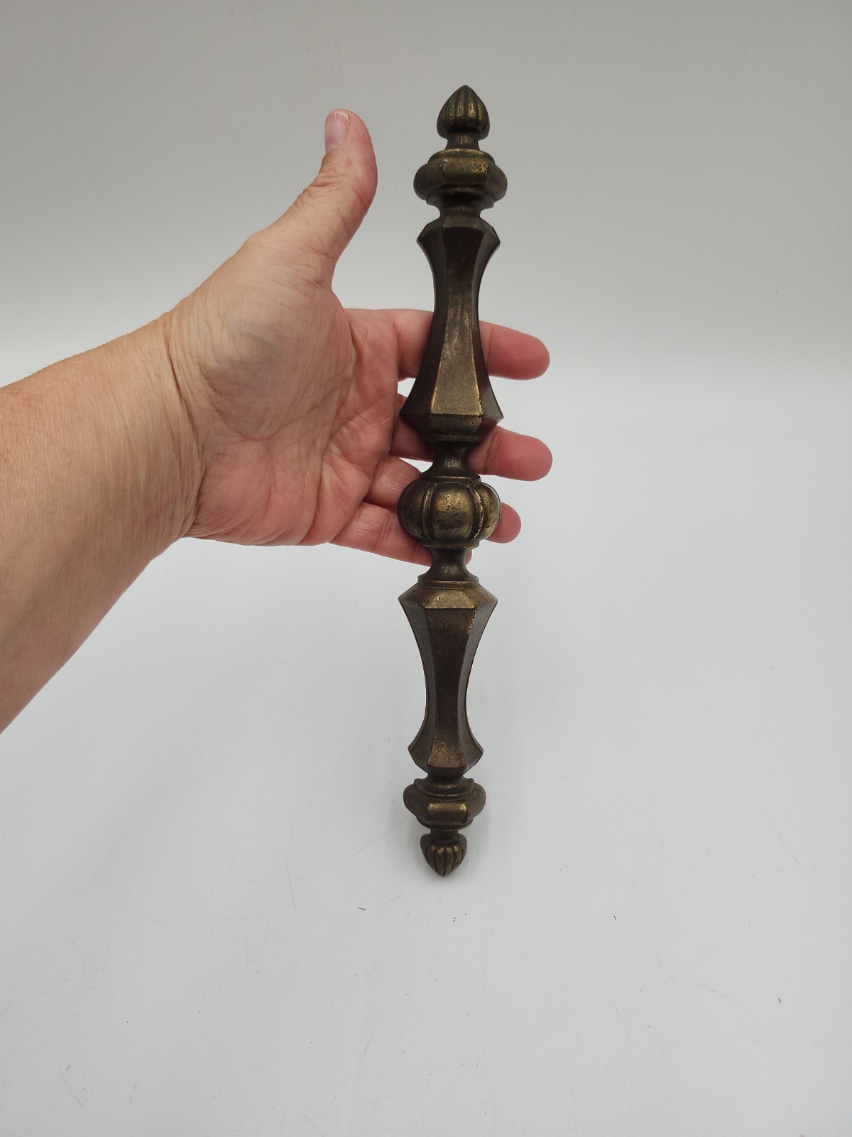 Vintage MID Century Cabinet Hutch Large Door Pull Handle Antique Brass