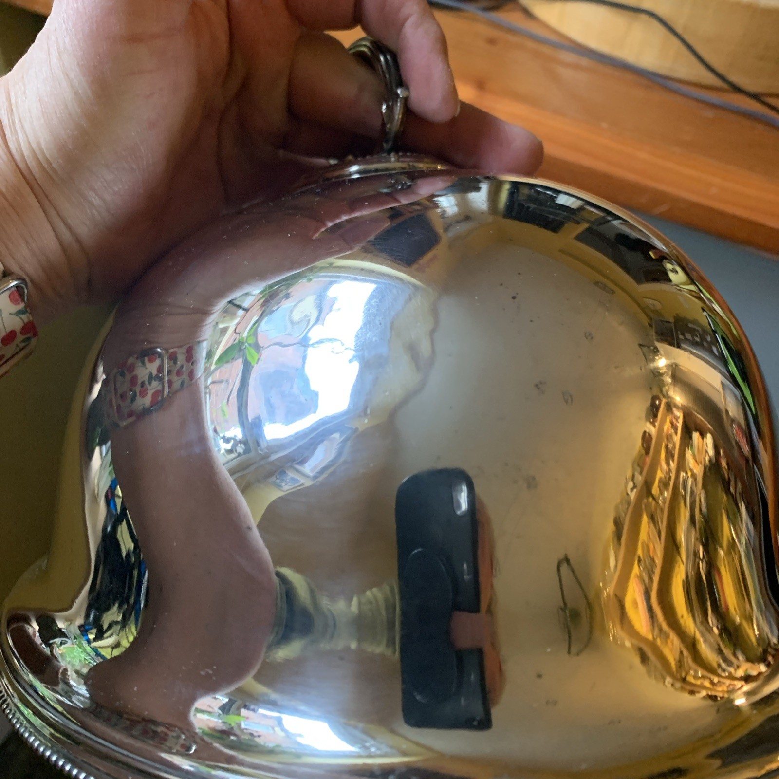 ANTIQUE SILVER PLATED MEAT DOMED CLOCHE FOOD COVER – 12 X 9.5 X 7 INCHES