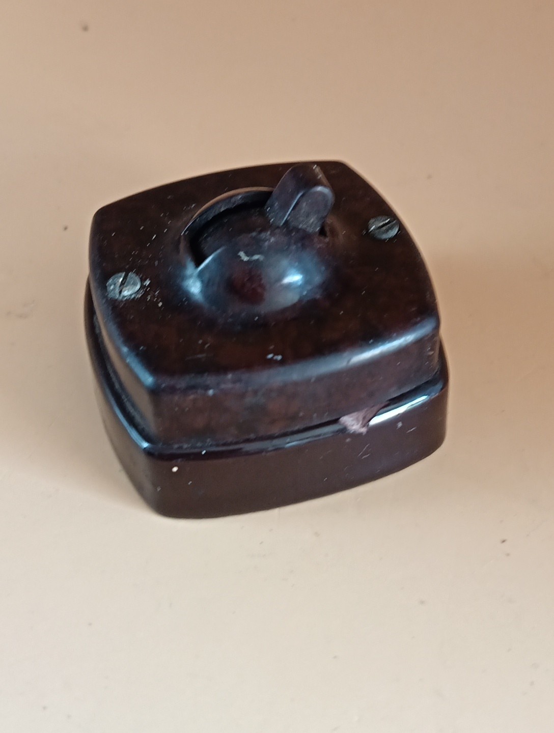 Vintage Bakelite Light Switch britmac Brown square