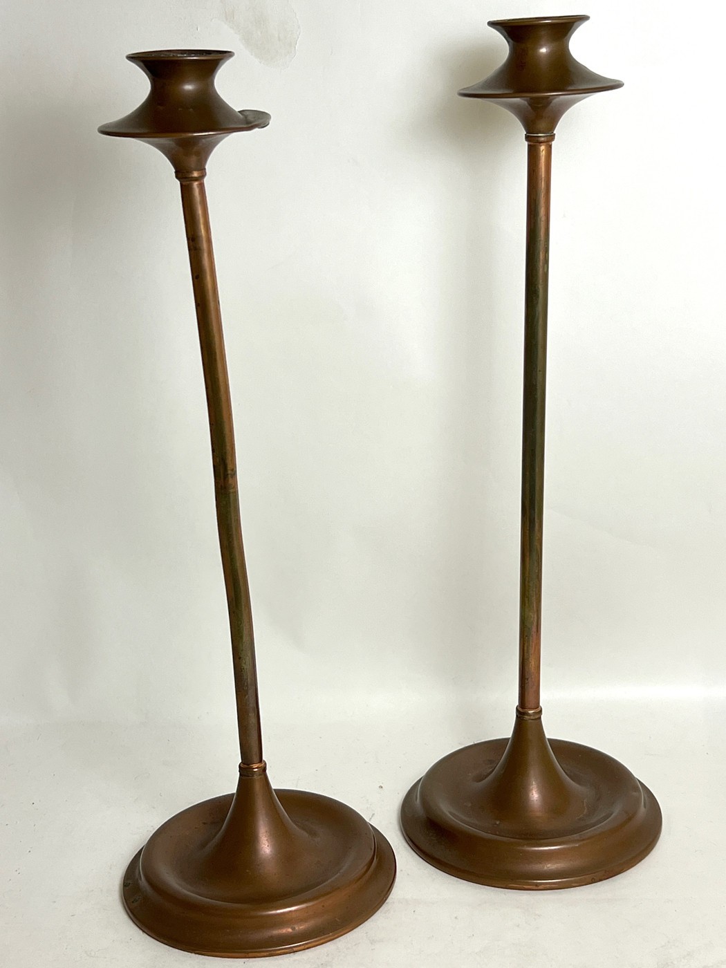 PR c1910 Candlesticks Mission Arts Crafts Sternau Co. Solid Copper Jarvie Style