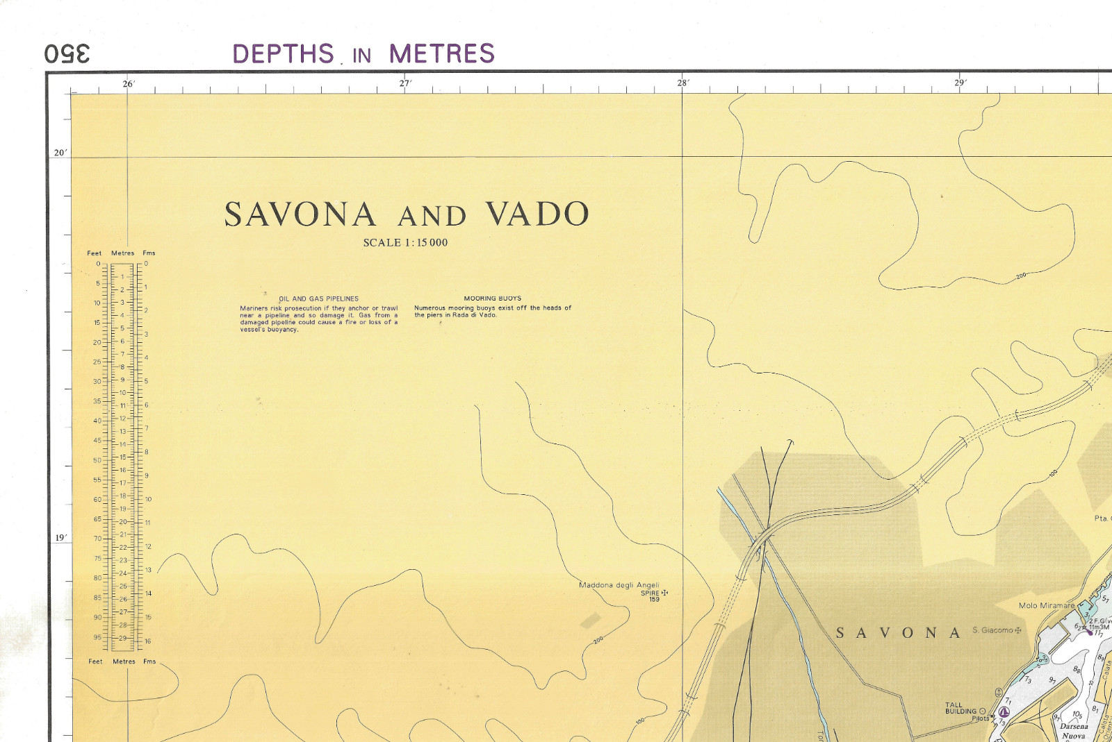 350 Admiralty Chart Italy West Coast Approaches Savona And Vado Map Maritime Wal