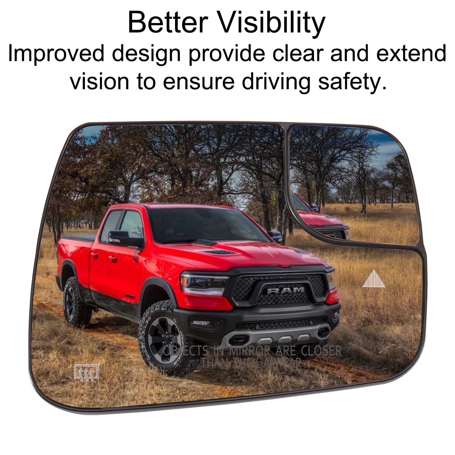 Passenger Side Mirror Replacement for 2019-2025 Dodge Ram 1500 2500 with BSD …