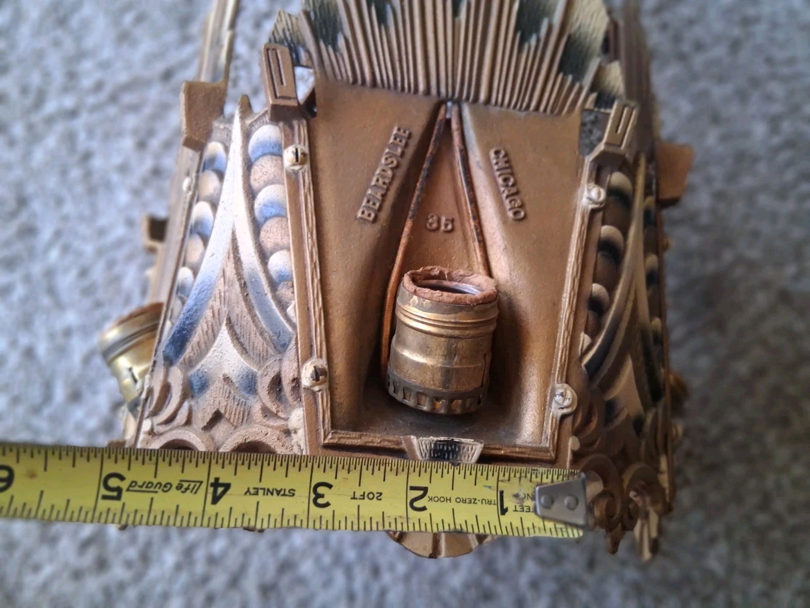 Pristine Antique Art Deco Williamson Beardslee Slip Shade Chandelier-NO SHADES
