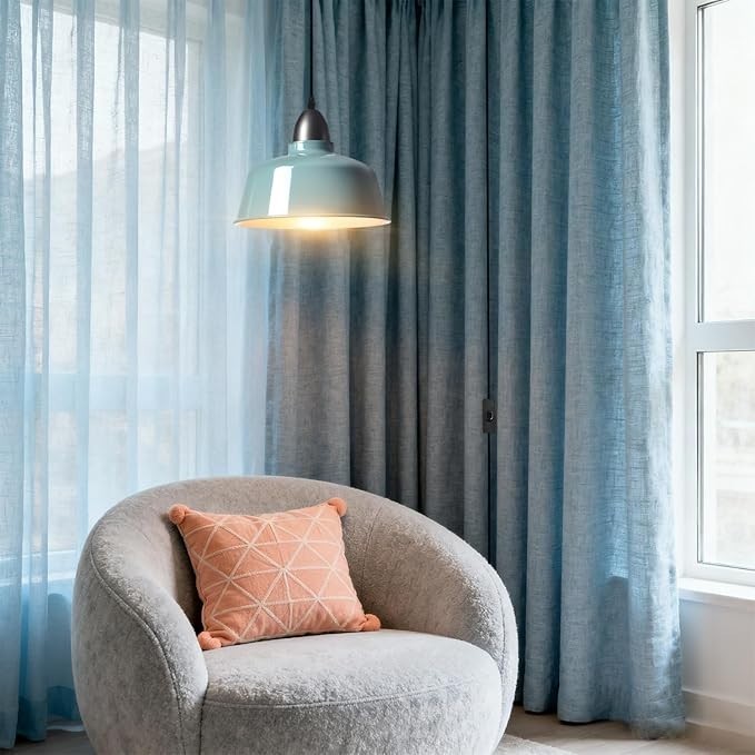 Blue Farmhouse Plug in Pendant Light Pulley Pendant Lamp