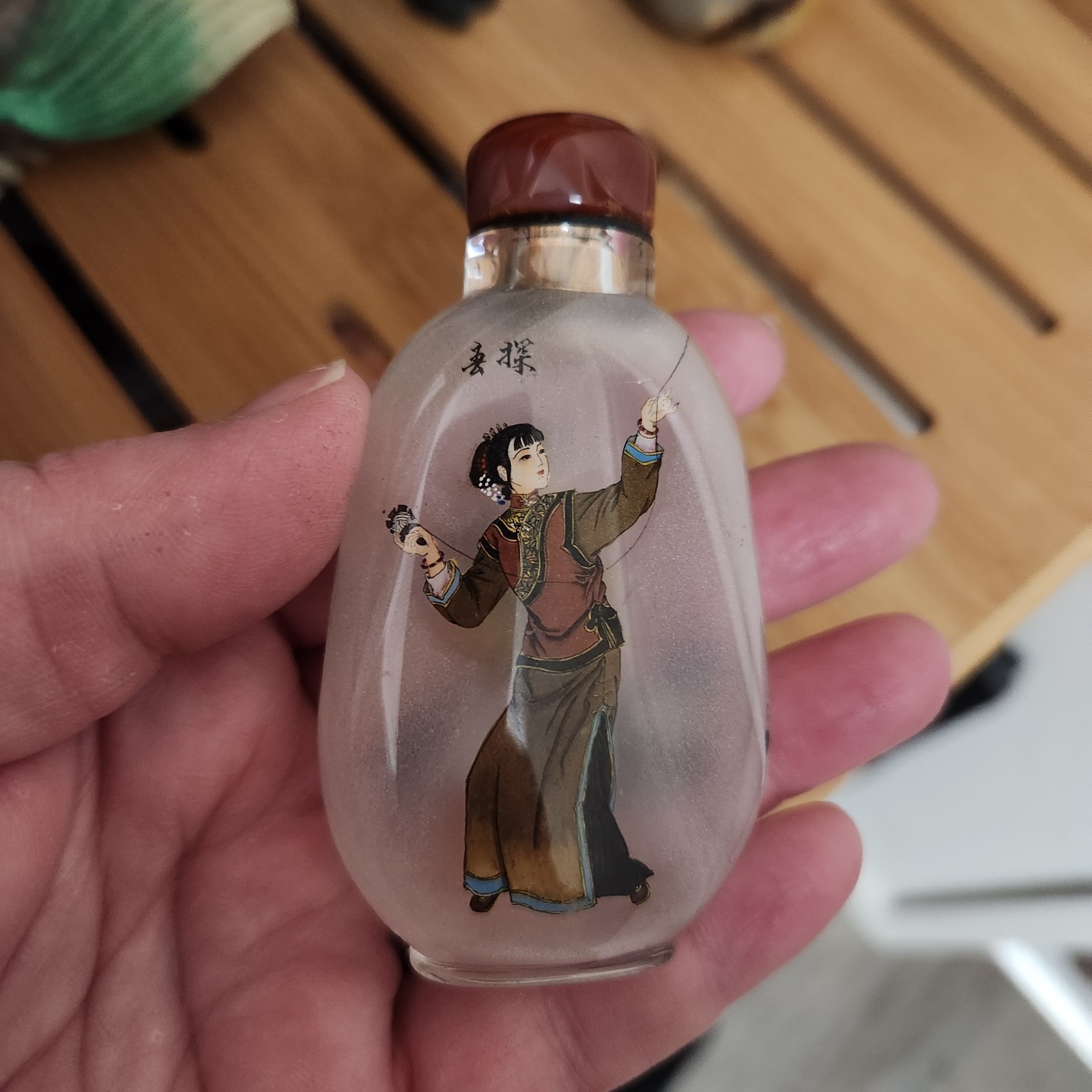 Vintage Chinese Inside Painted Reverse Painted Beautiful Woman Snuff Bottle