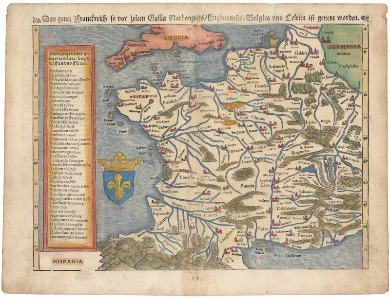 Sebastian Münster’s 1567 Map of France.