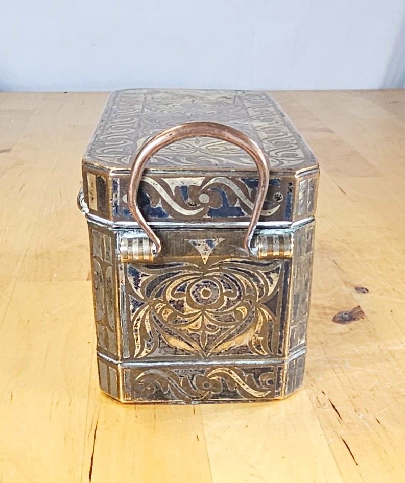 1890s Mindanao Philippines Betel Nut Lime Box Bronze Silver Antique Heavy