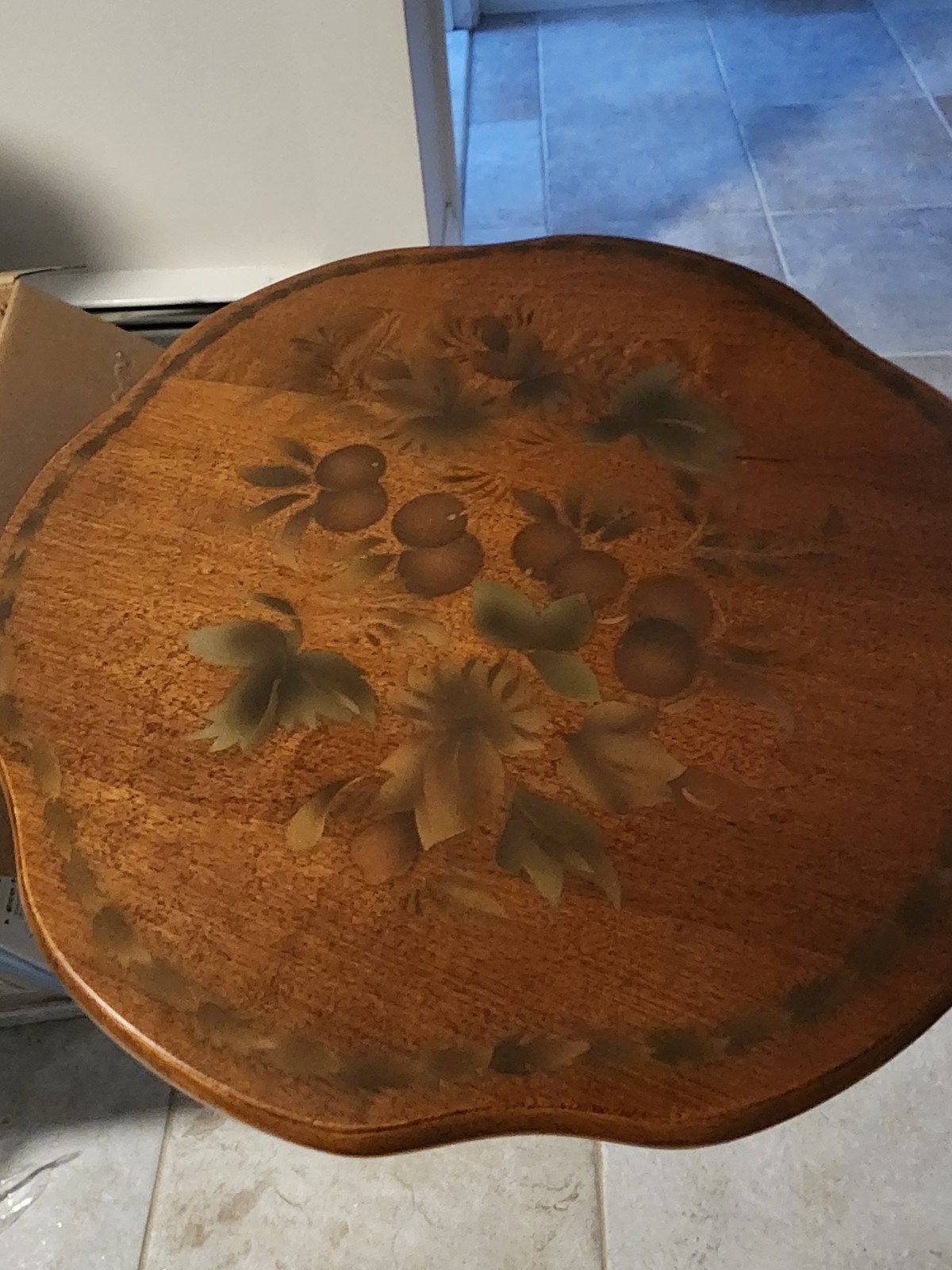 Vintage L. Hitchcock Stenciled Tripod Candle Stand Pedestal Side Table Floral