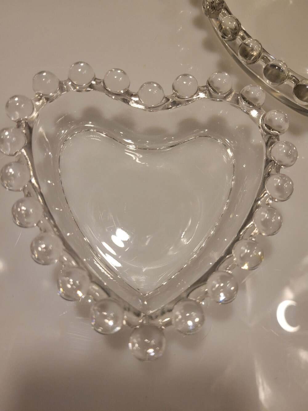 IMPERIAL GLASS Co. CANDLEWICK Set of 3 Nesting CRYSTAL HEART DISHES