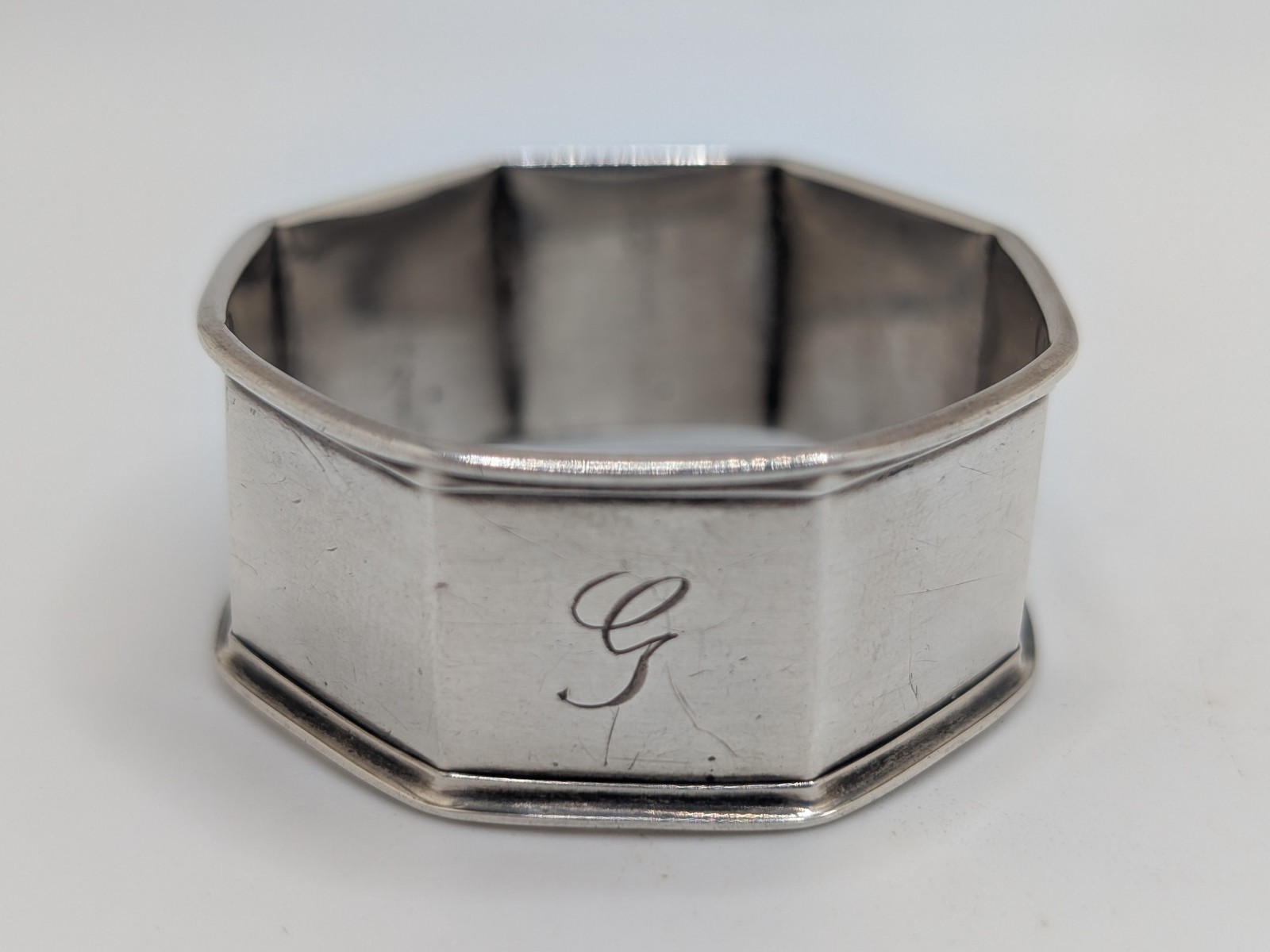 Antique GH French & Co. Sterling Silver Napkin Ring “G” initial, c. 1920-39 8g