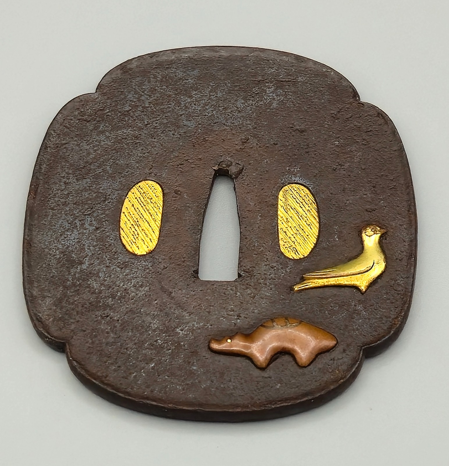 Japanese Antique Large Iron Mumei Tsuba 88mm!!