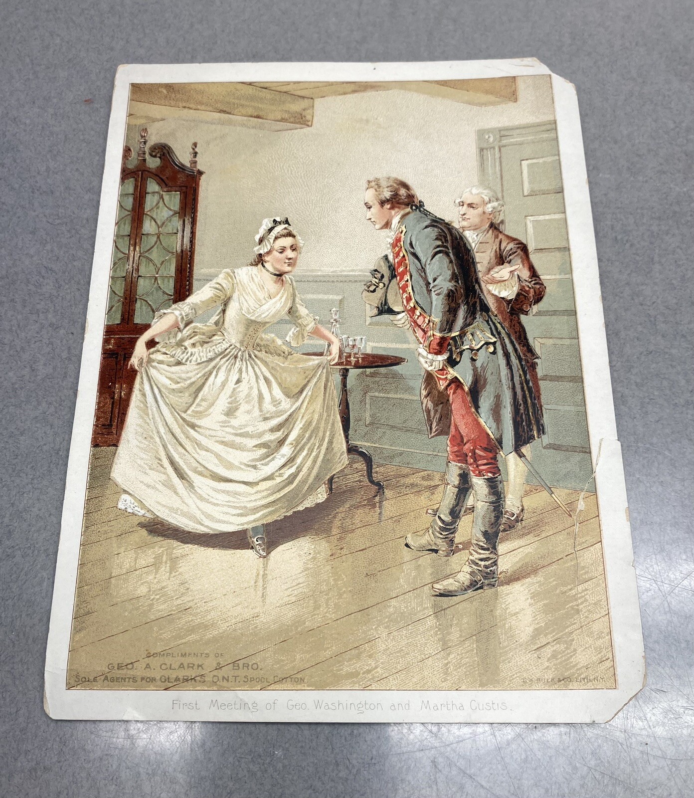 ANTIQUE ADVERTISING TRADE Card CLARK’S O.N.T. SPOOL COTTON Paper Sign