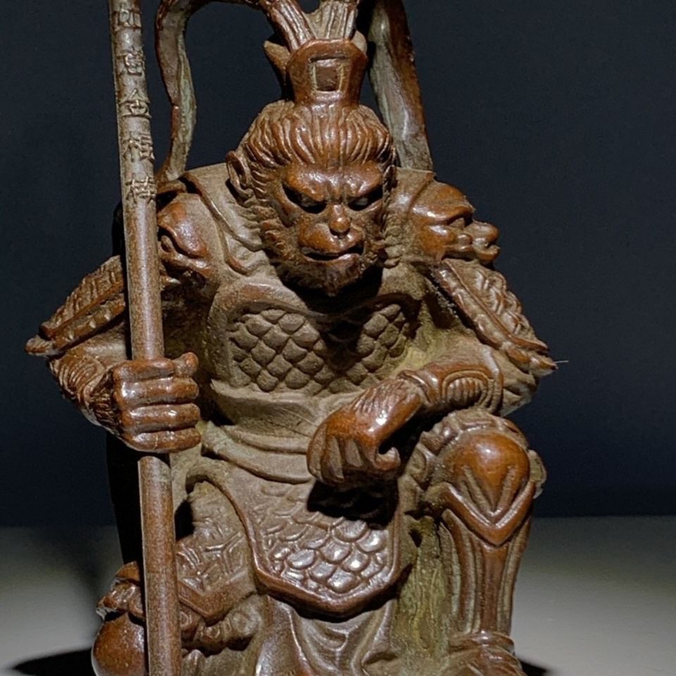 Antique Sun Wukong Statue Brass Monkey King Brass Figurine Feng Shui Decor