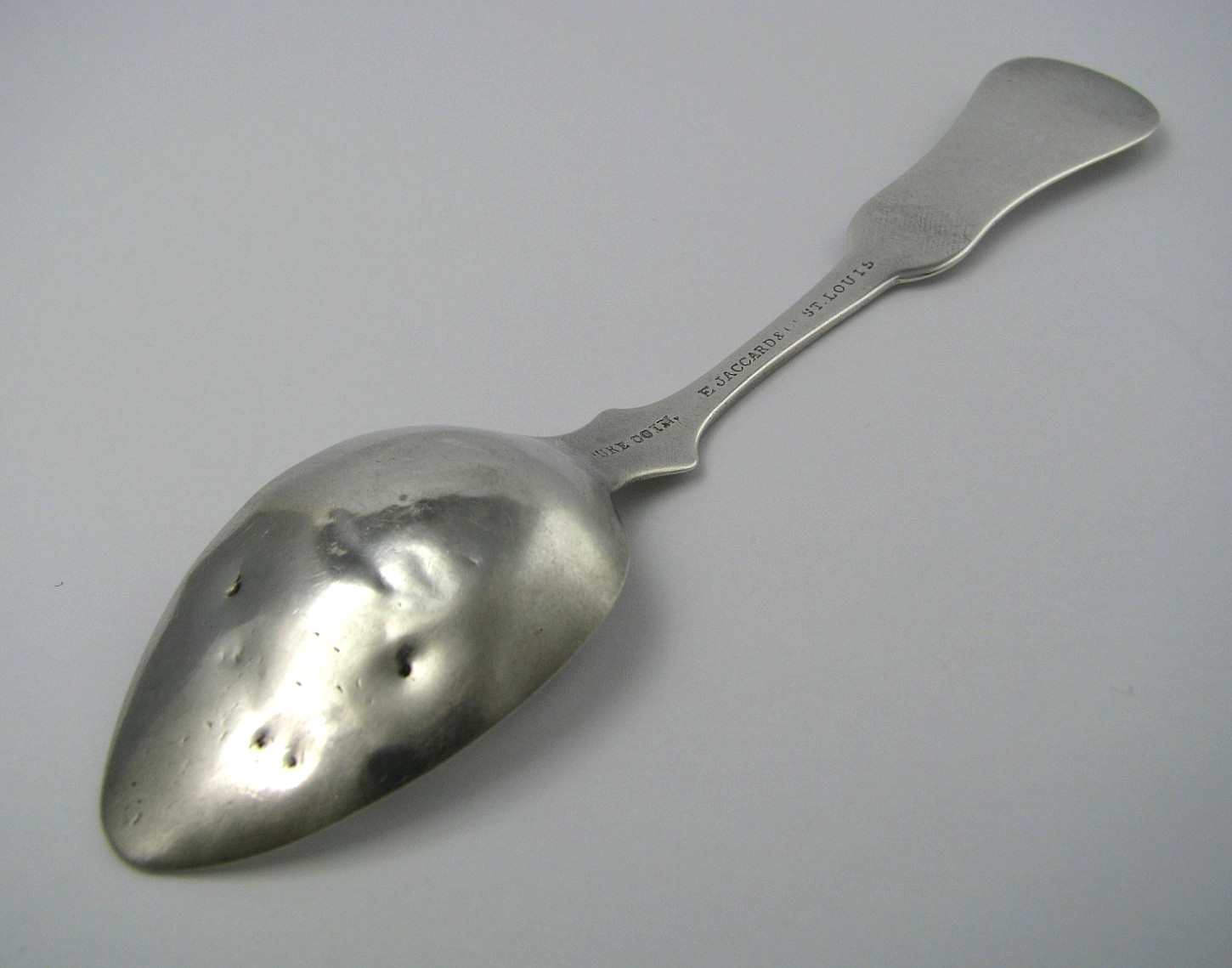 COIN SILVER SPOON COIN SILVER TEASPOON E. Jaccard & Co. St. Louis Miss. c1852-64