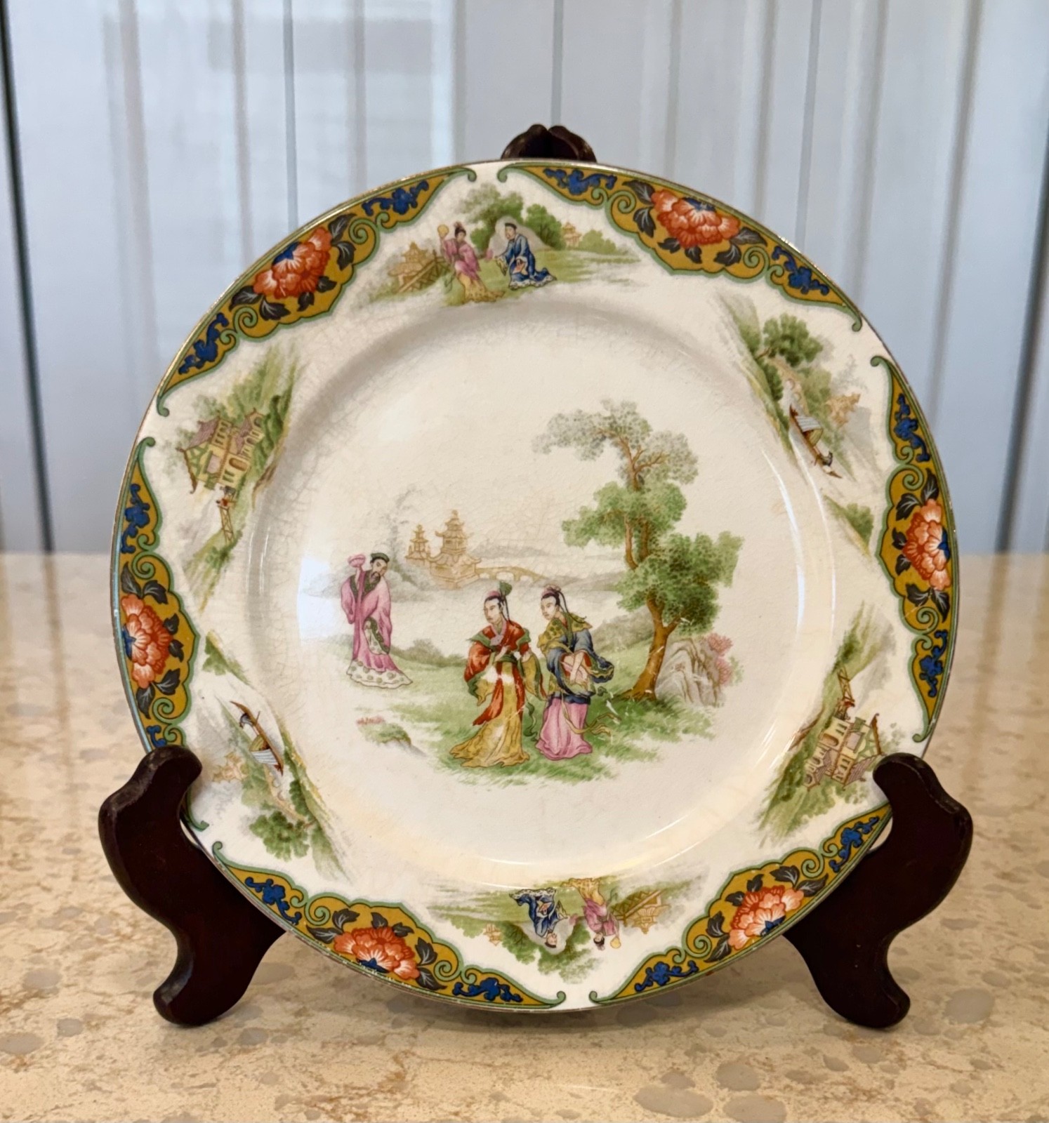 Antique 1896 John Maddock & Sons LTD Chinoiserie Asian Dish Royal Vitreous