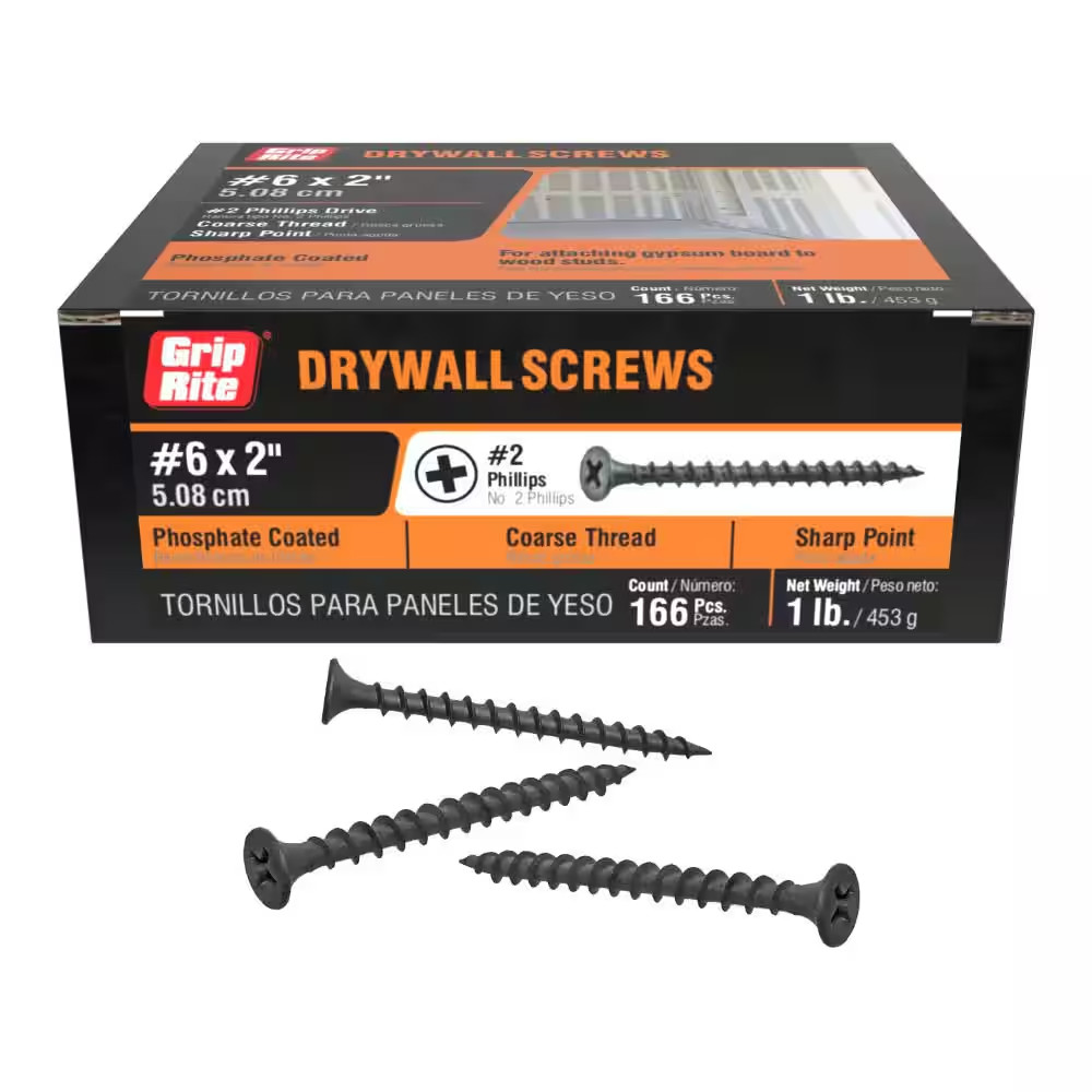 #6 X 2 In. #2 Phillips Bugle Head Coarse Thread Drywall Screws 1 Lb. Box